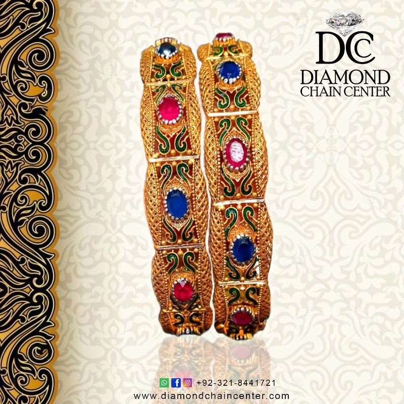 Stone's Gold Bangles Design