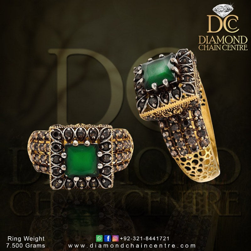 Green Stone Gold Ring Design